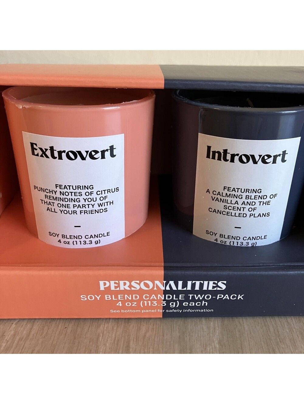 Personality Candles Introvert Extrovert Scent Duo Soy Blend 4oz ea Gift Set New